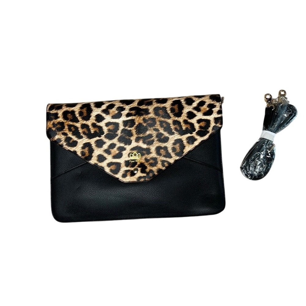 Piper Noble Leopard LARGE Organizer Laptop Crossbody Wallet Handbag Clutch